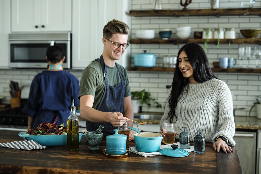 People cooking in kitchen