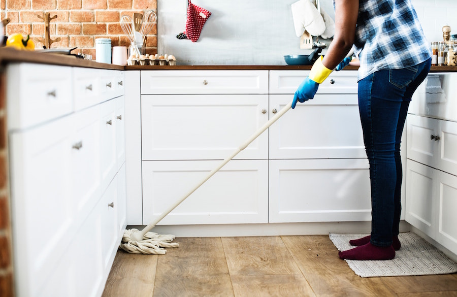 Person cleaning